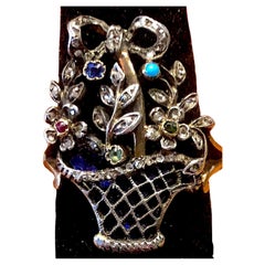 C1820 18K Multi-Stone Gold and Silver Italian Giardinetti Ring