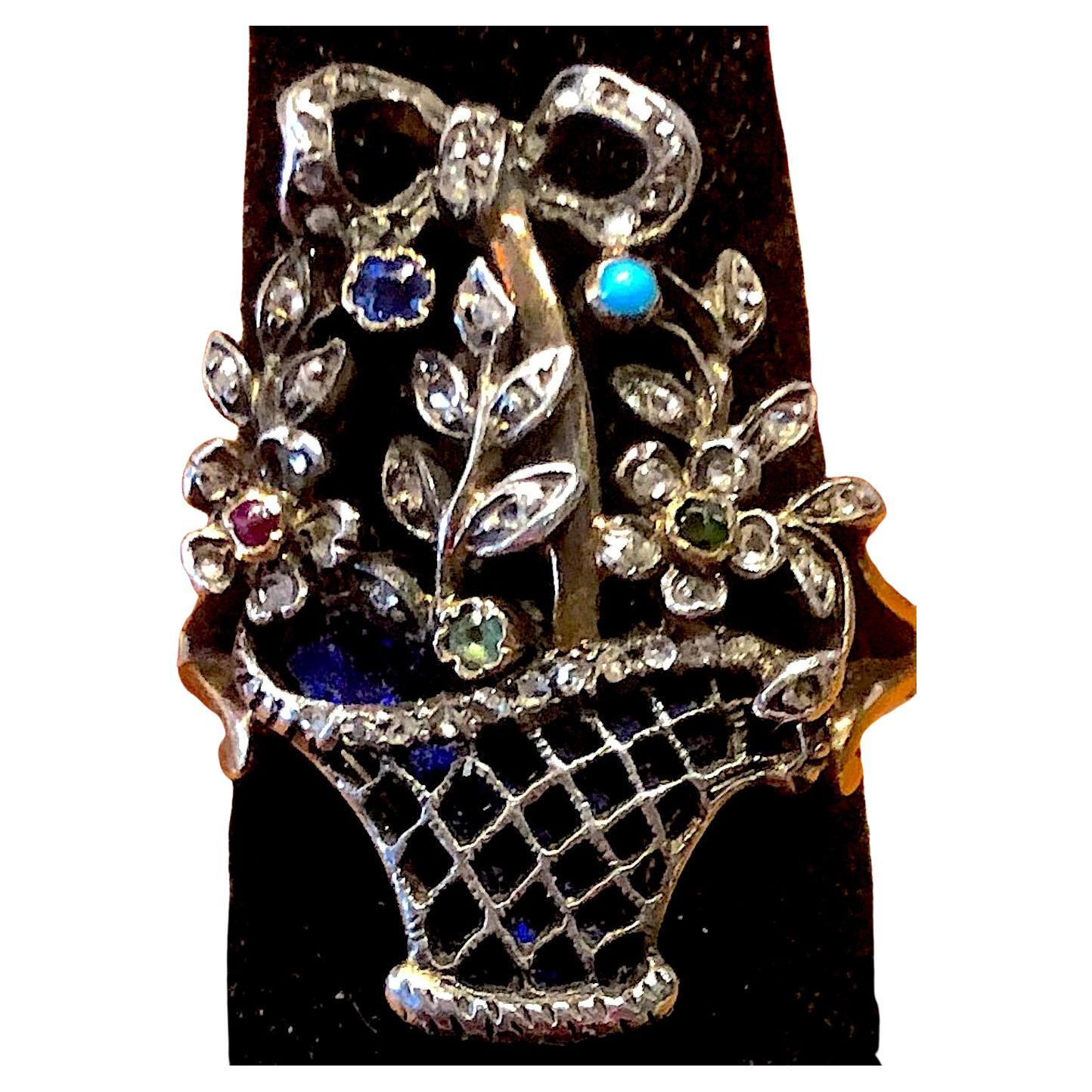 Giorgio III C1820 Anello Giardinetti in oro e argento 18K in vendita