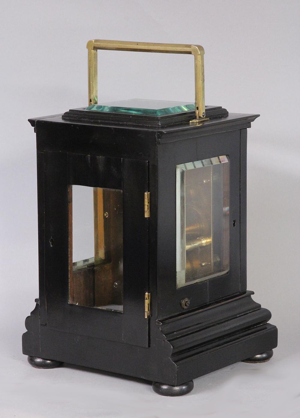 c.1840 Ebonized Travel Clock by Purvis In Good Condition In Greenlawn, NY