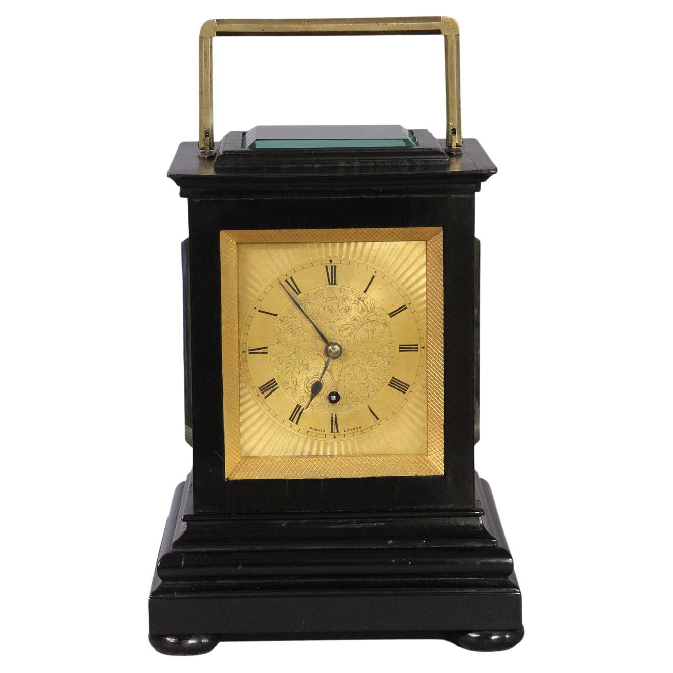 c.1840 Ebonized Travel Clock by Purvis