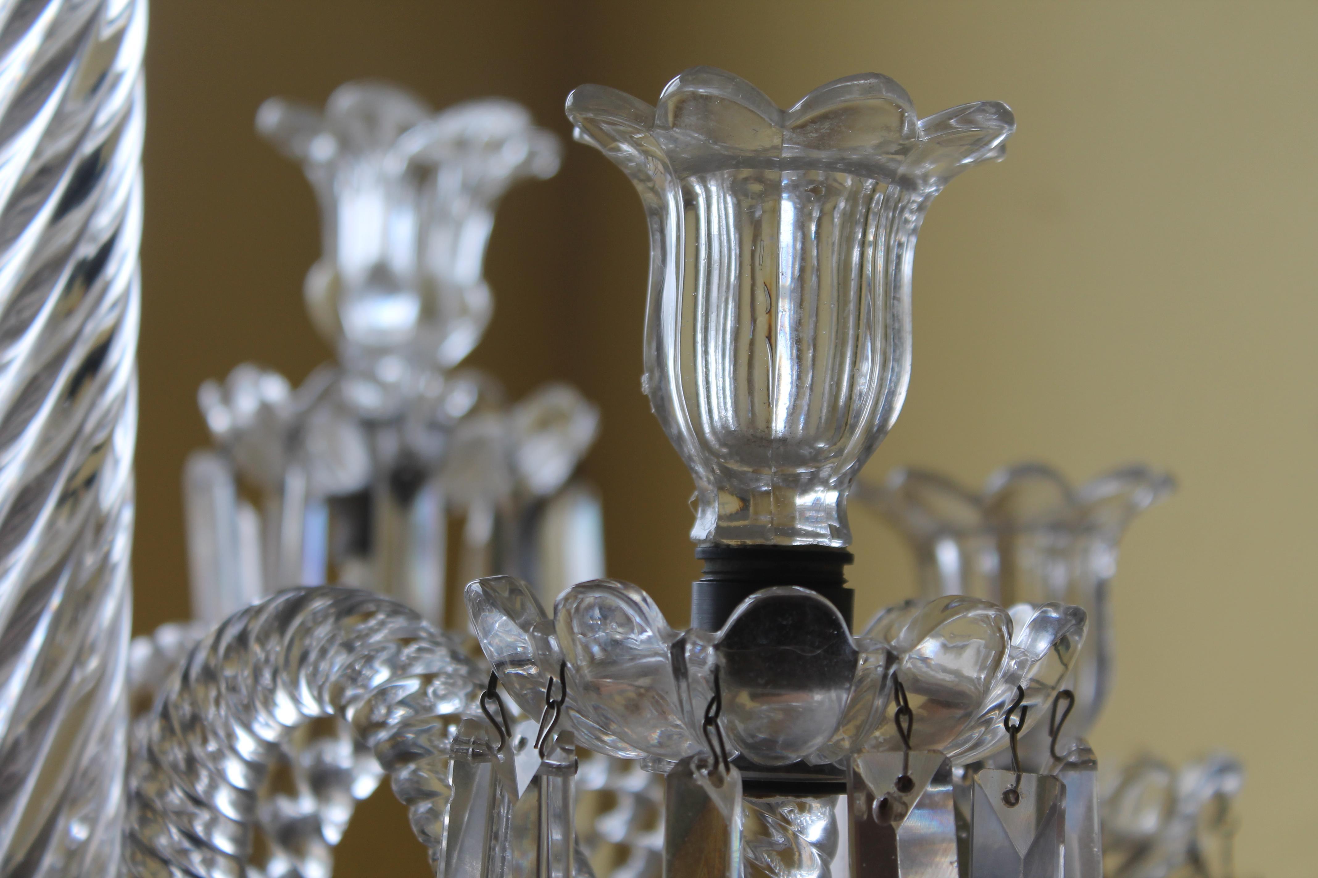 Crystal c1840 French Louis Philippe Bronze / Cut Crstal Chandelier Signed by Baccarat  For Sale