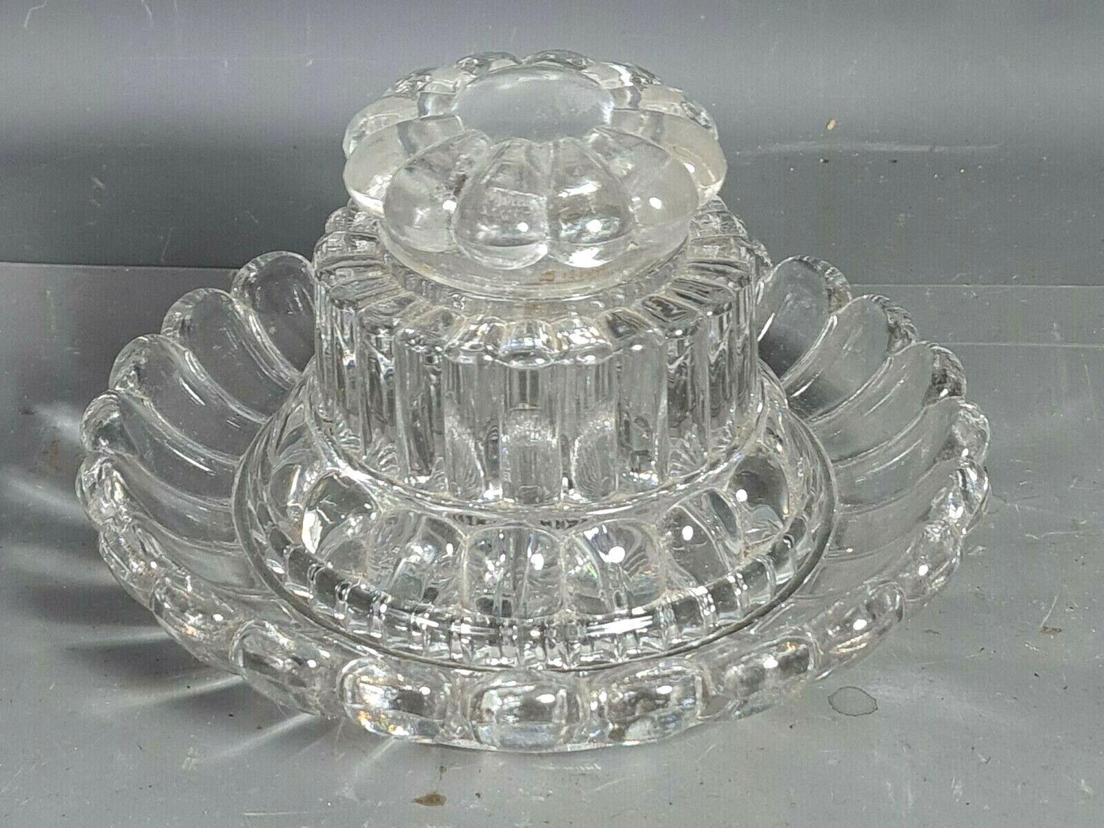 c1840 French Antique Louis Philippe Crystal Inkwell. 3 piece and a very rare item. Great accessory for your desk.
