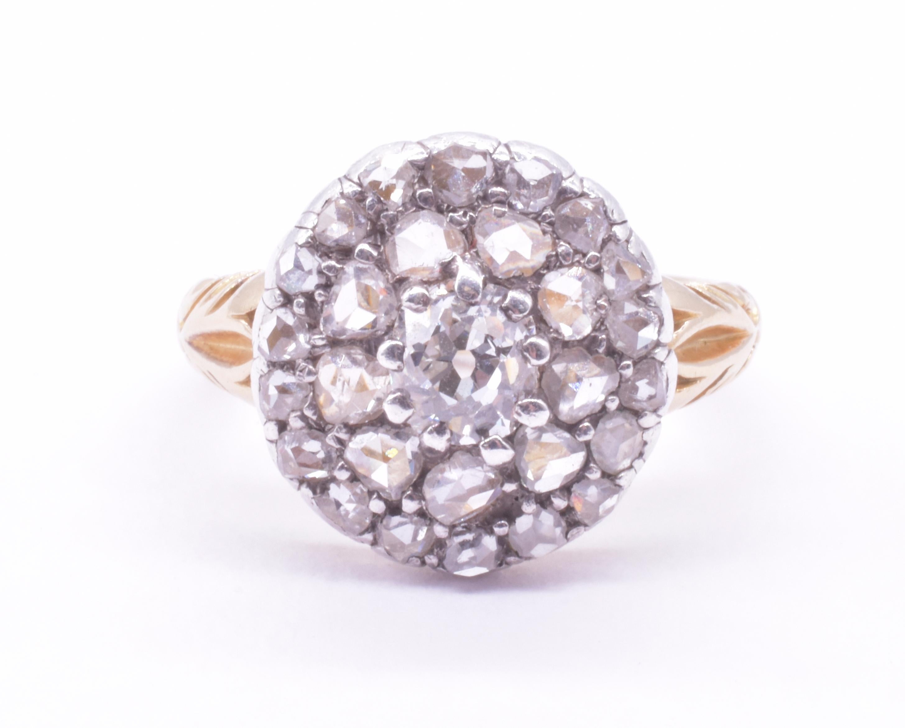 C1830 Old Cut and Rose Cut Late Georgian Diamond Cluster Ring For Sale 9