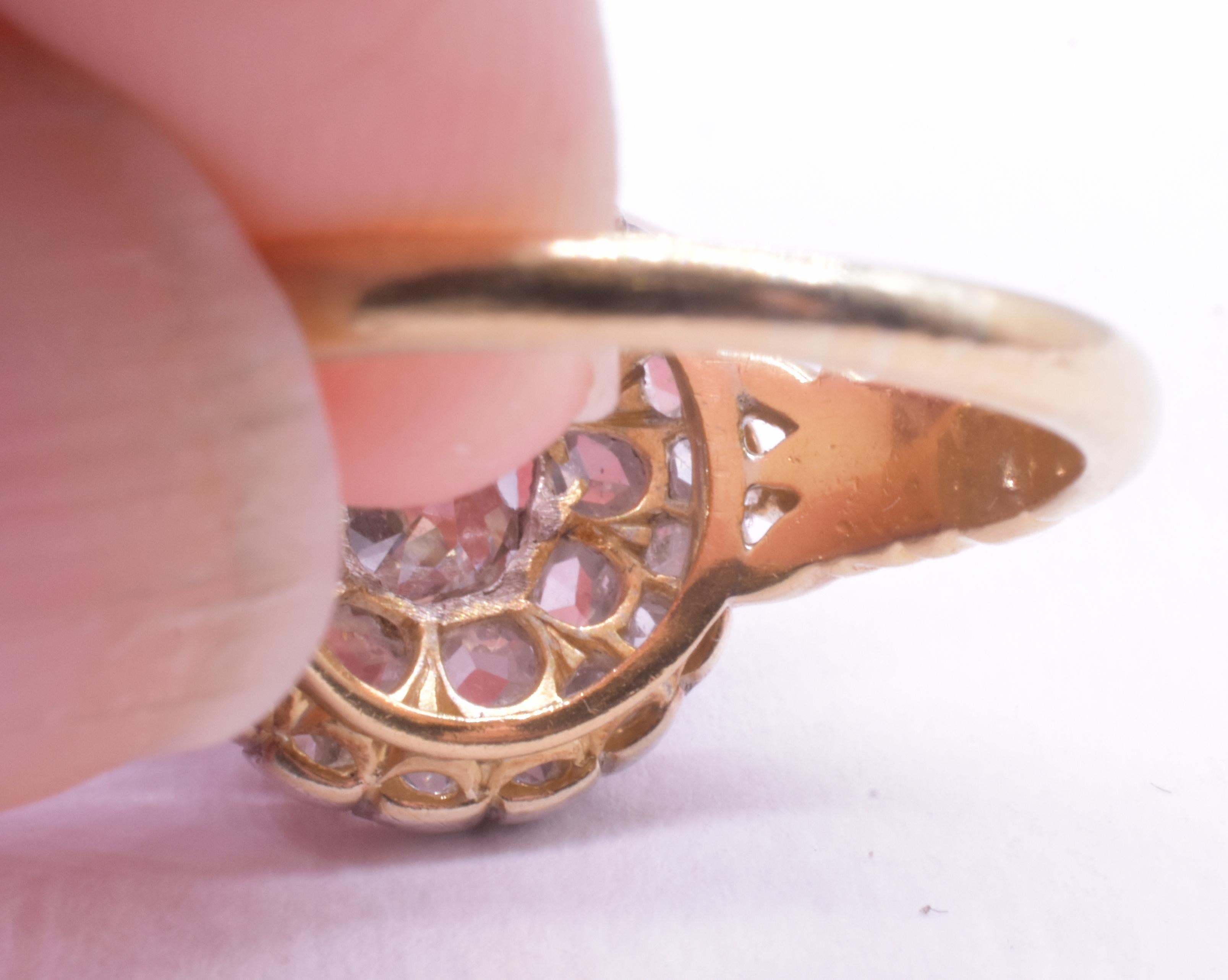 C1830 Old Cut and Rose Cut Late Georgian Diamond Cluster Ring For Sale 10