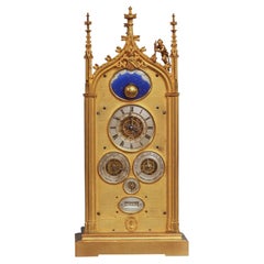 c.1850 French Multi-Dial Perpetual Calendar Mantle Clock with Rotating Moon