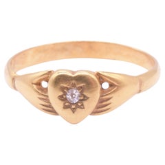 Anello Fede Mani che stringono il cuore con stella in smalto intagliato C1850