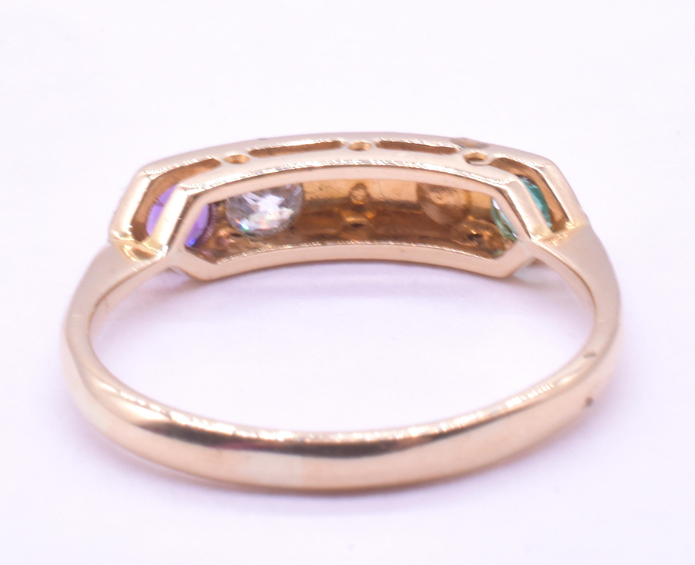 C.1860 18k 5 Stone Romantic Message Ring ADORE In Excellent Condition In Baltimore, MD