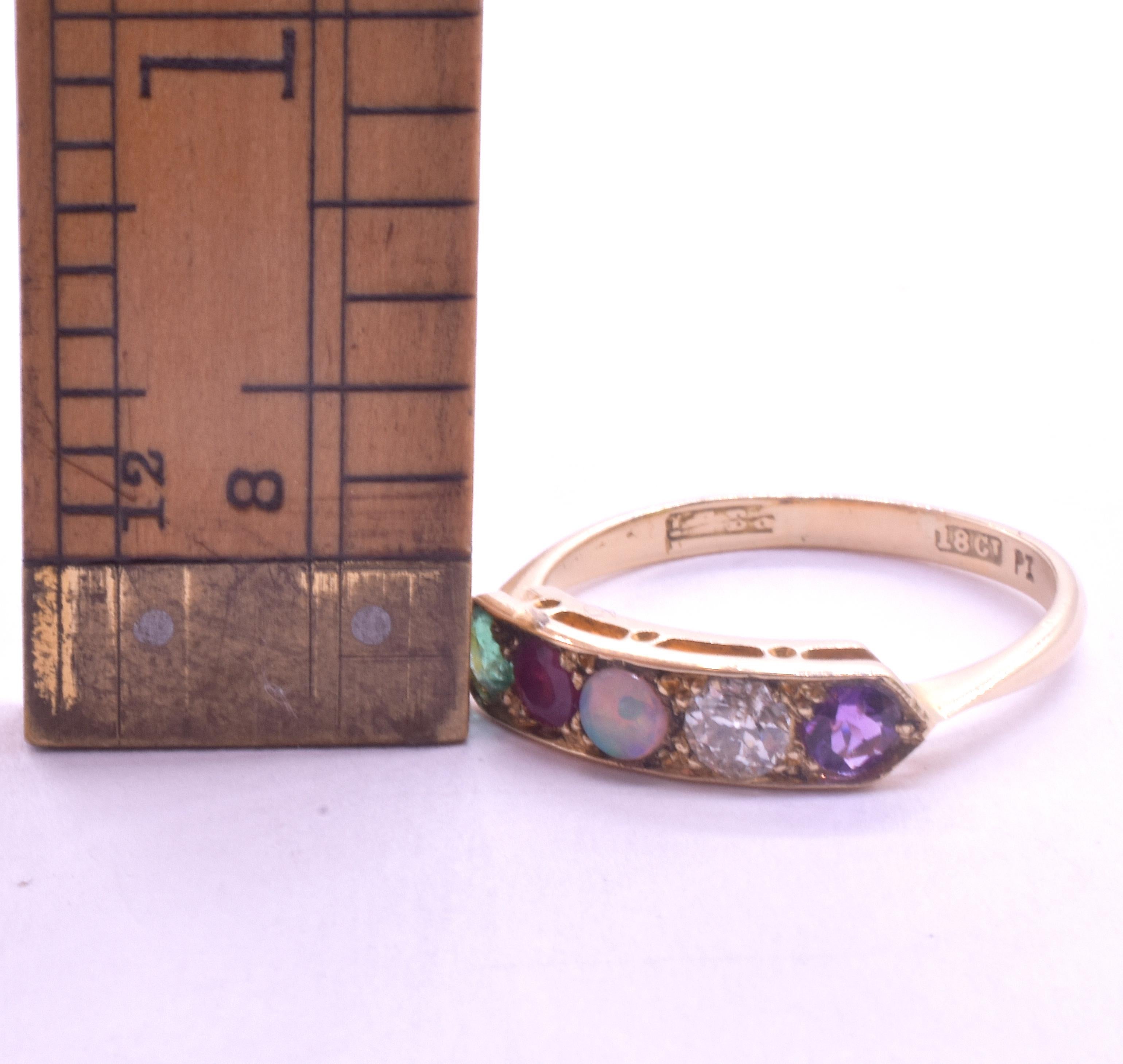 Women's C.1860 18k 5 Stone Romantic Message Ring ADORE