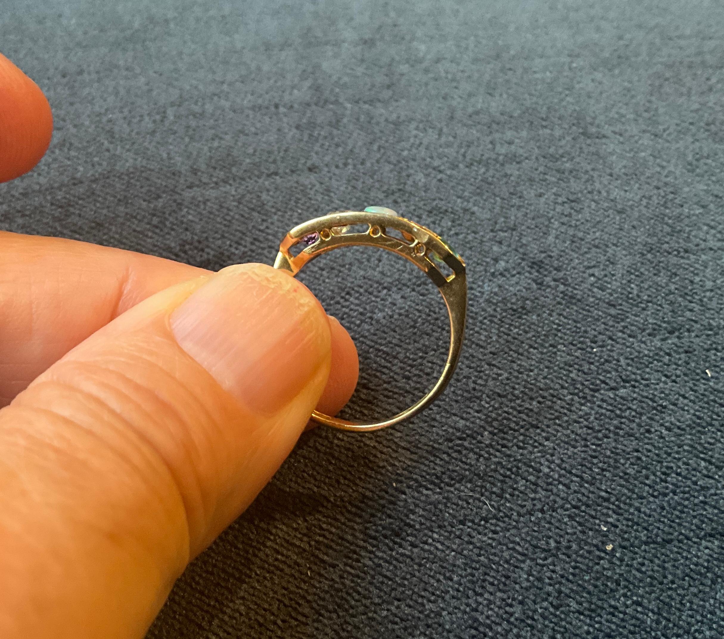 C.1860 18k 5 Stone Romantic Message Ring ADORE 1