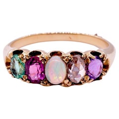 C1860 18K Victorian Five Stone "ADORE" Ring