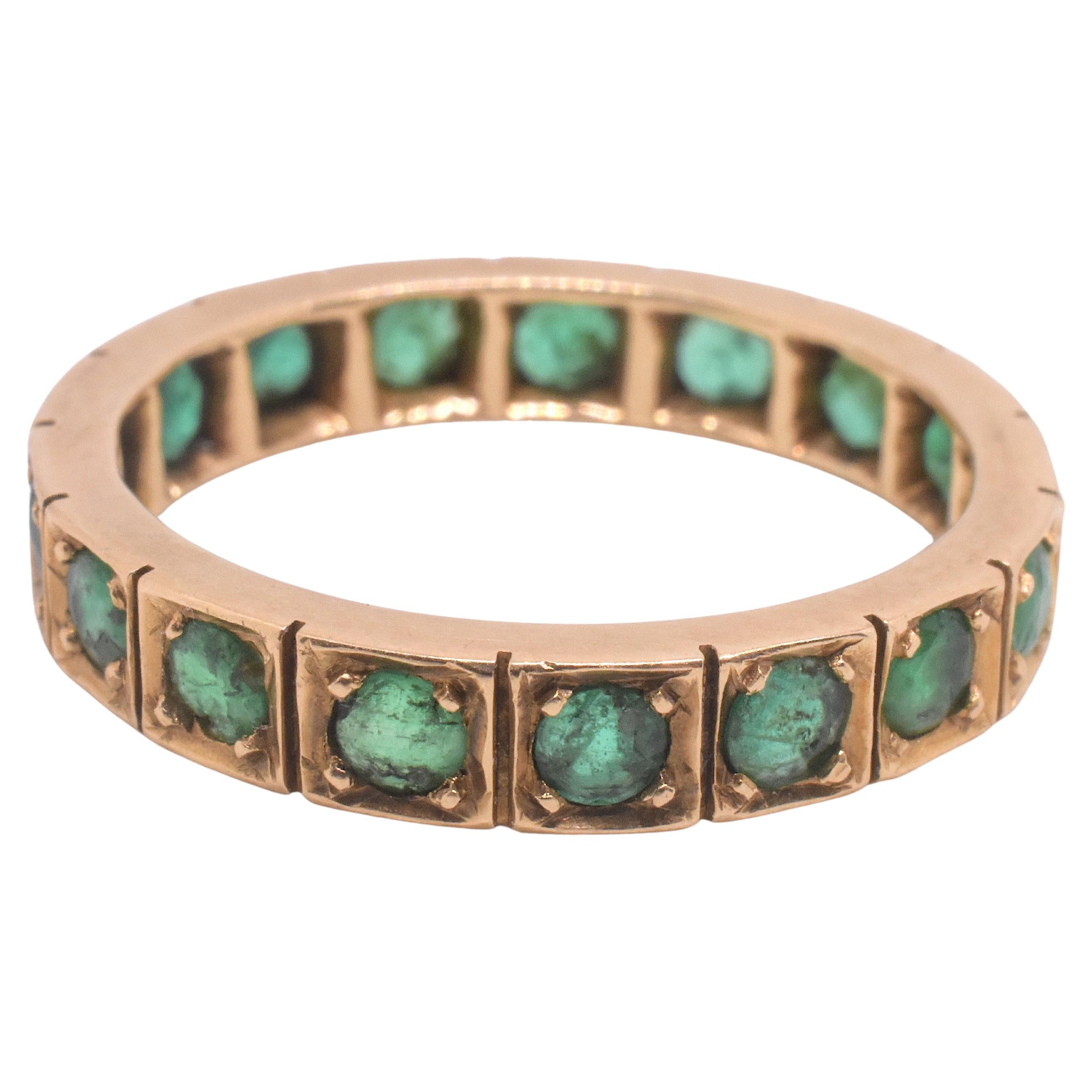 C1860 Esmeralda Colombina Antigua Anillo de Eternidad