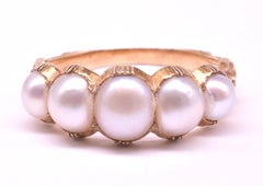C1860 Five Stone Half Hoop Natural Pearl Ring 18K