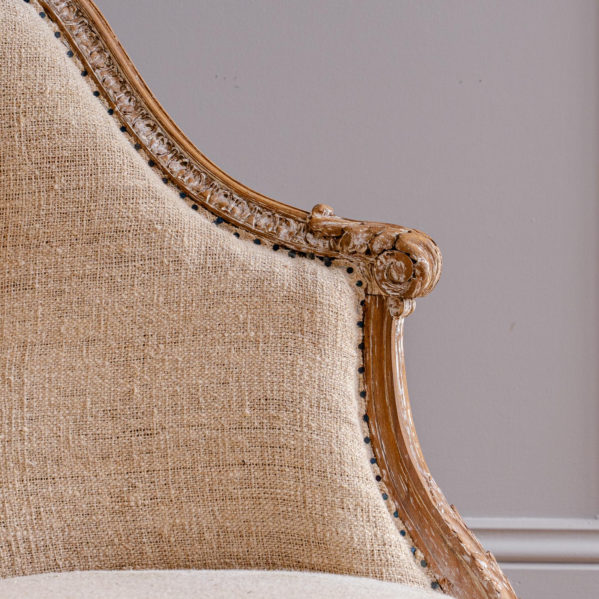 C.1860 Louis XVI Revival Französisch Marquise Stuhl (Wide Bergere), Second Empire im Zustand „Gut“ im Angebot in London, Park Royal