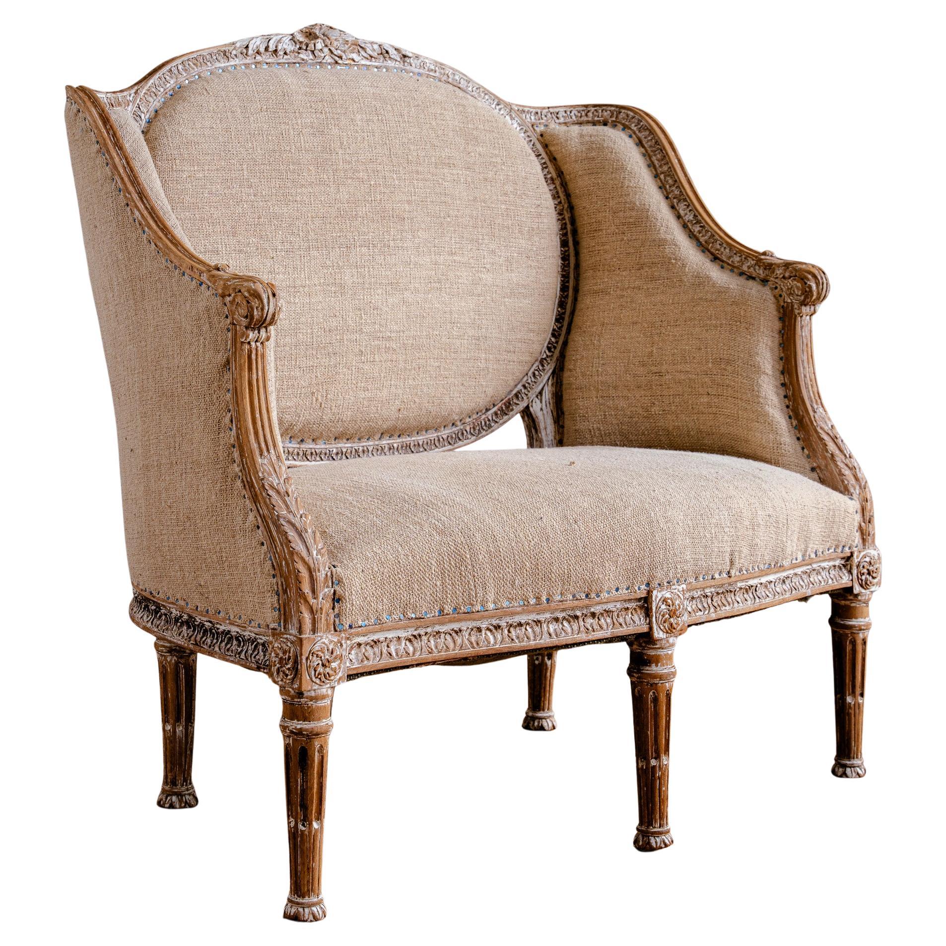 C.1860 Louis XVI Revival French Marquise Chair (Wide Bergere), Second Empire
