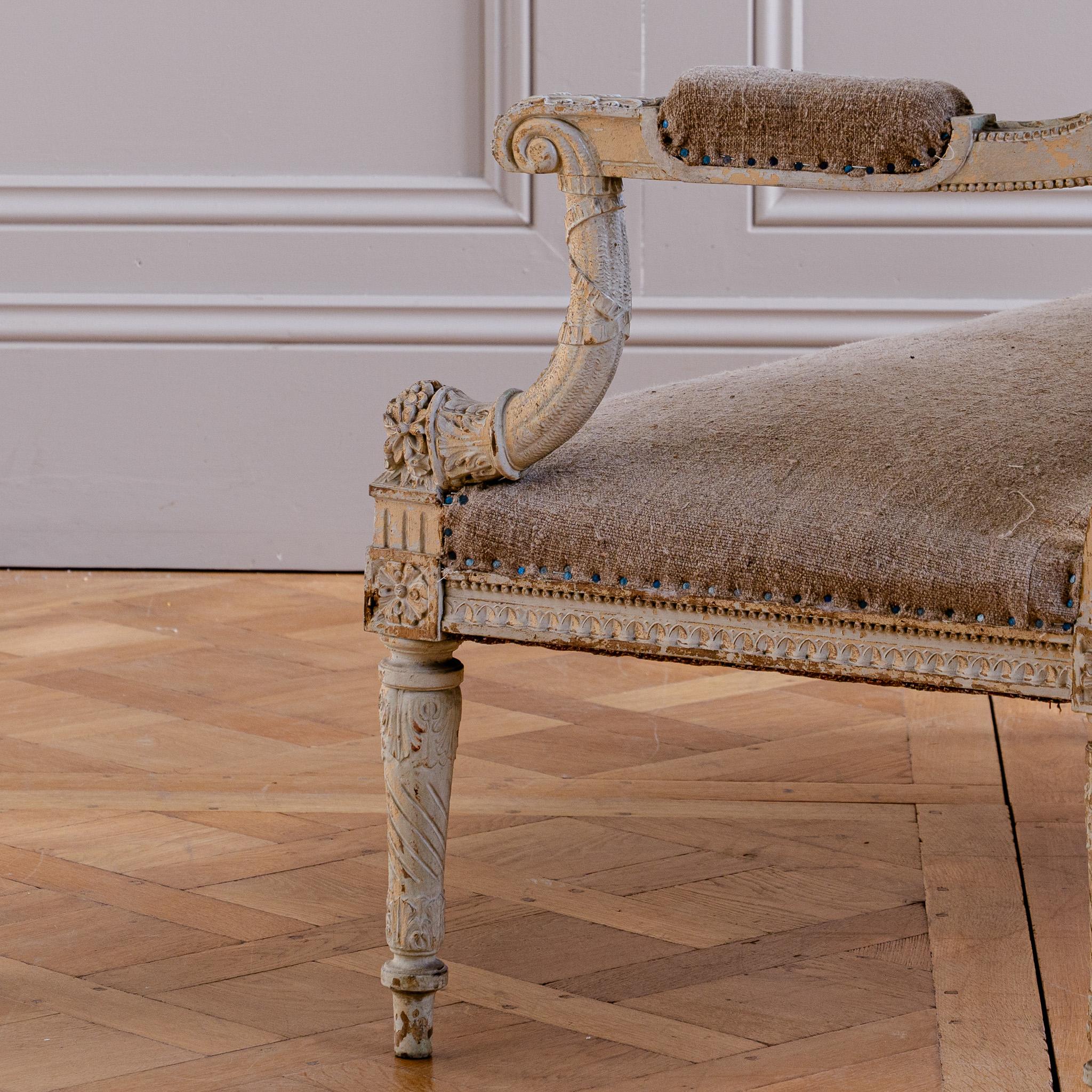 C.1860 Louis XVI Revival French Straight-Back Sofa/ Settee, Second Empire For Sale 5
