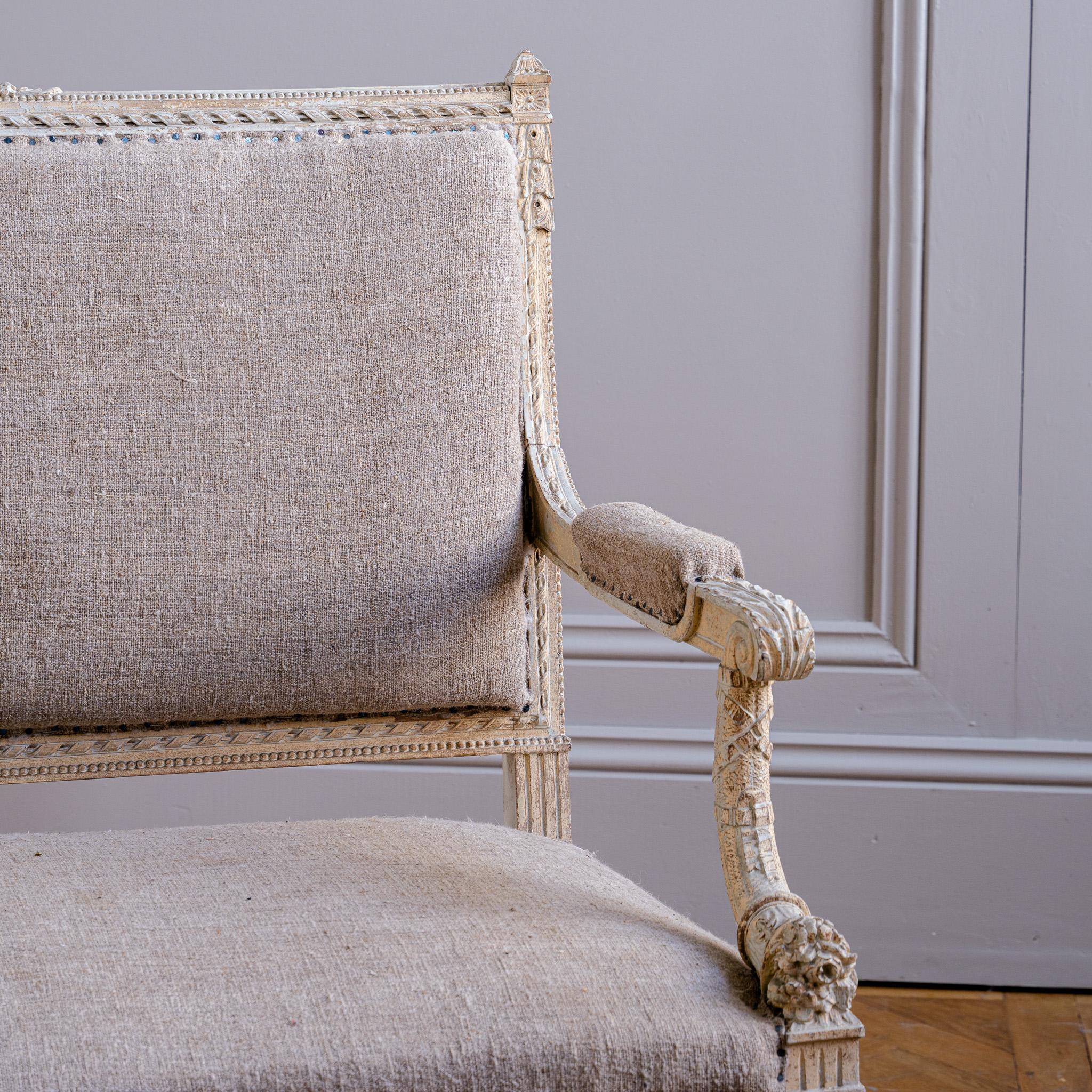 C.1860 Louis XVI Revival French Straight-Back Sofa/ Settee, Second Empire For Sale 1