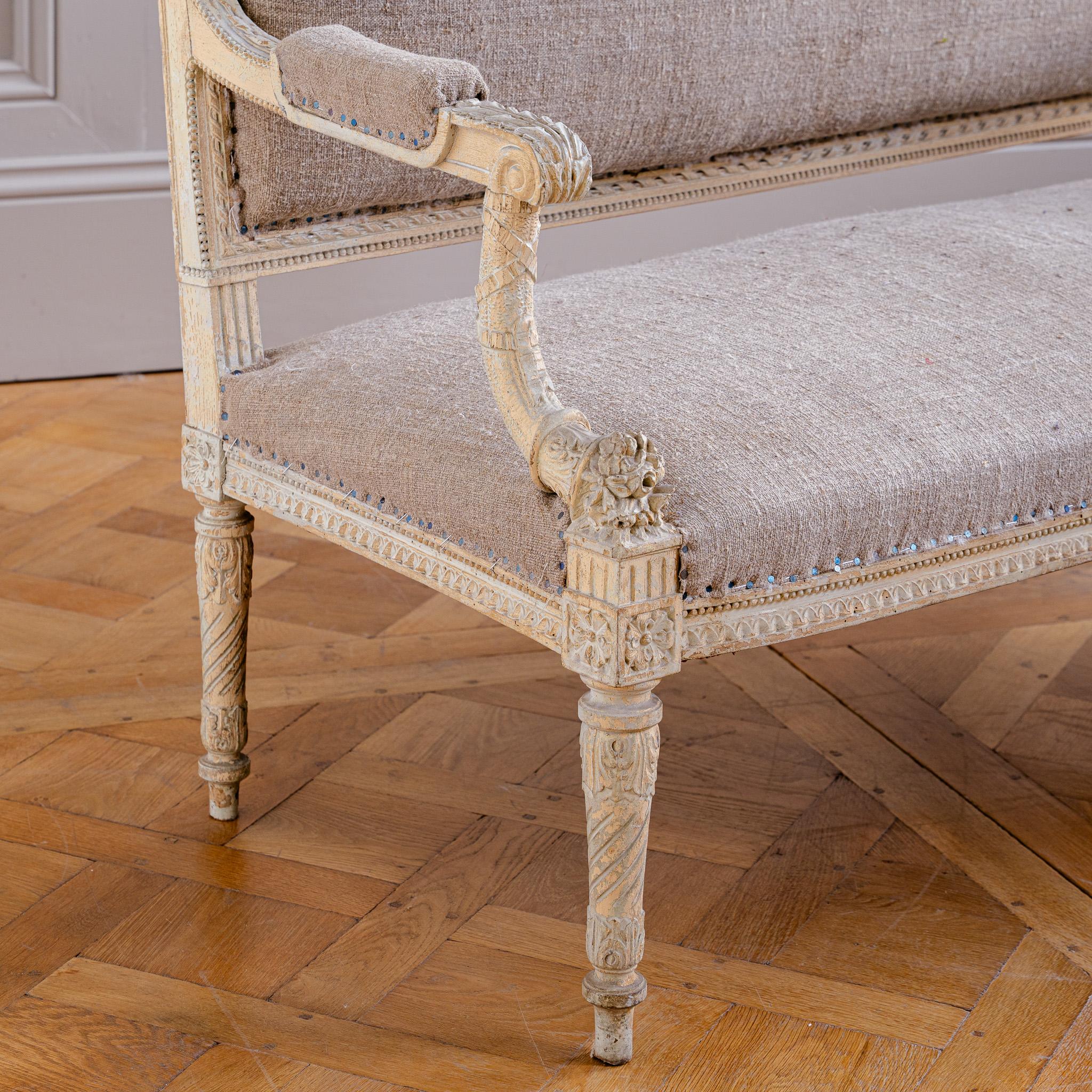 C.1860 Louis XVI Revival French Straight-Back Sofa/ Settee, Second Empire For Sale 2