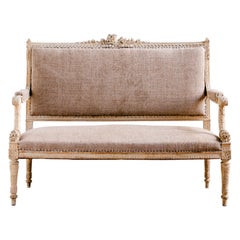 C.1860 Louis XVI Revival French Straight-Back Sofa/ Settee, Second Empire