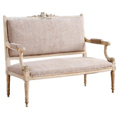 Antique C.1860 Louis XVI Revival French Straight-Back Sofa/ Settee, Second Empire