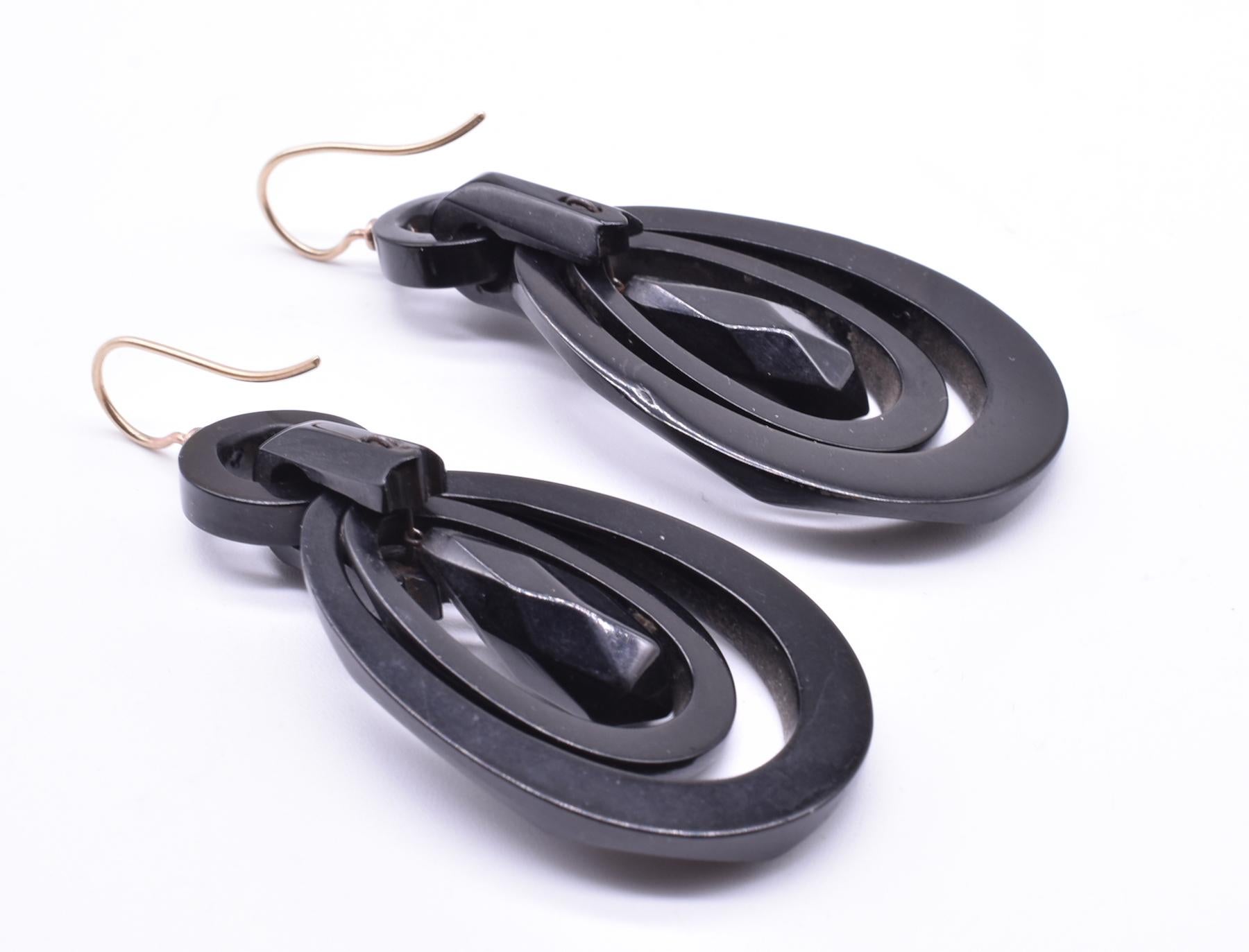 whitby jet drop earrings