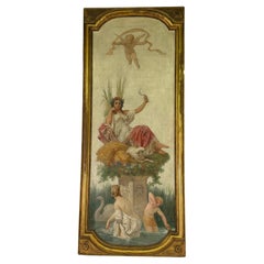 Antiguo óleo francés alegórico de verano - Por Henri Picou