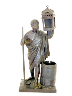 c1870 French Bronze Sculpture Lanmp "Diogenes" Greek Philosopher by Barbedienne