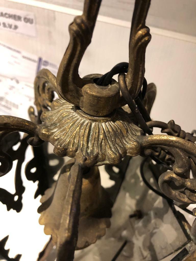 c1870 French Louis XV Rococo Gilt Bronze Lantern / Ceiling Light Fixture For Sale 5