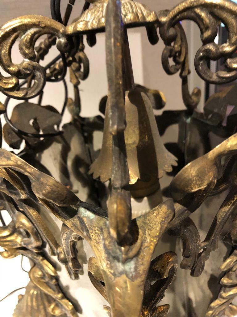 c1870 French Louis XV Rococo Gilt Bronze Lantern / Ceiling Light Fixture For Sale 6