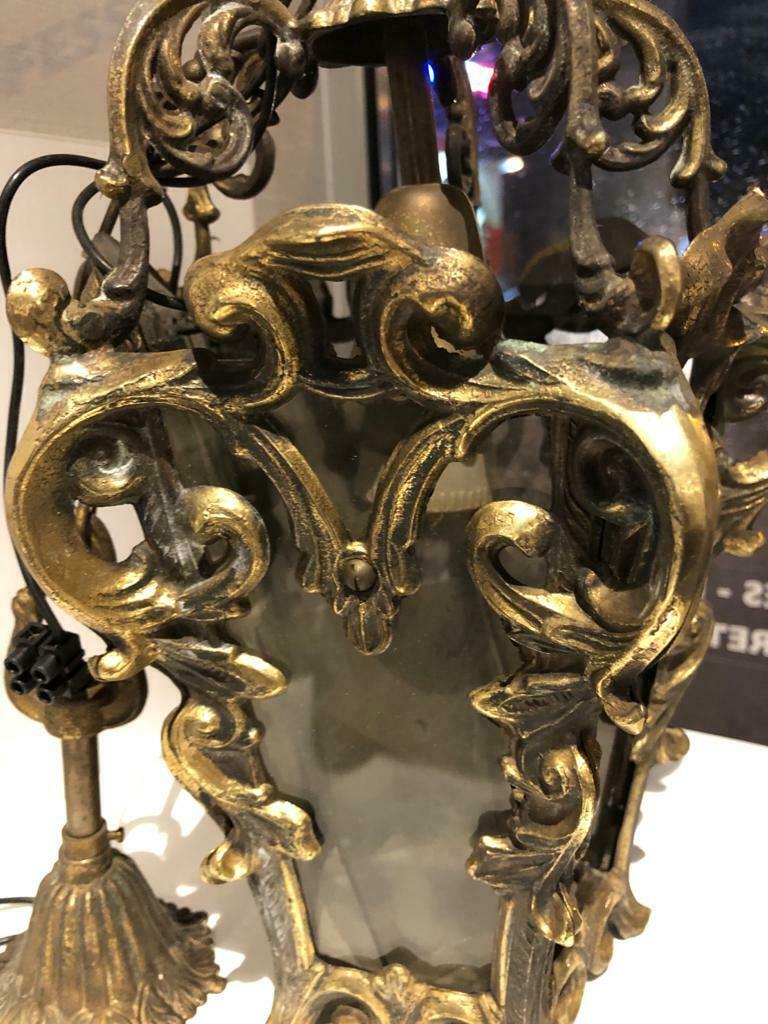 c1870 French Louis XV Rococo Gilt Bronze Lantern / Ceiling Light Fixture For Sale 7