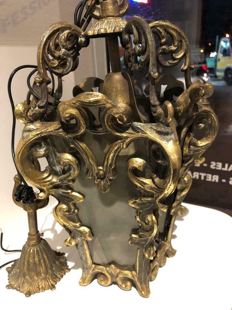 c1870 French Louis XV Rococo Gilt Bronze Lantern / Ceiling Light Fixture For Sale 2