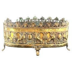 c.1870 French Napoléon III Jardinière - Chased & Gilt Brass Mantel Planter - 10"