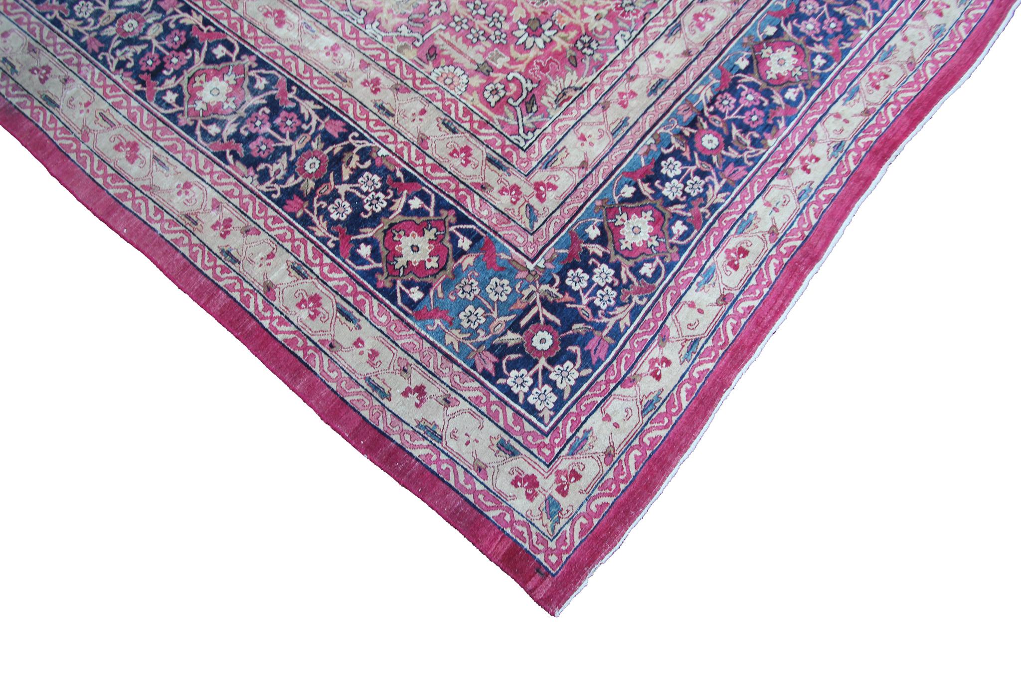 c1870 Pink Antique Lavar Kermanshah Fine Geometric Rug 11x17ft 138cm x 519cm For Sale 5