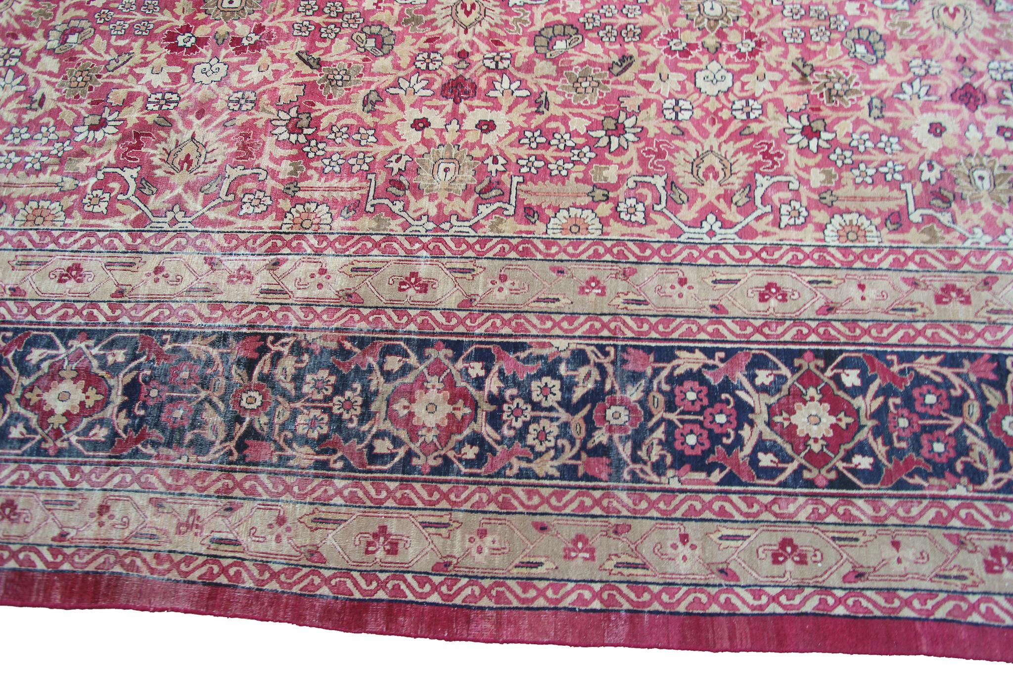 c1870 Pink Antique Lavar Kermanshah Fine Geometric Rug 11x17ft 138cm x 519cm For Sale 6