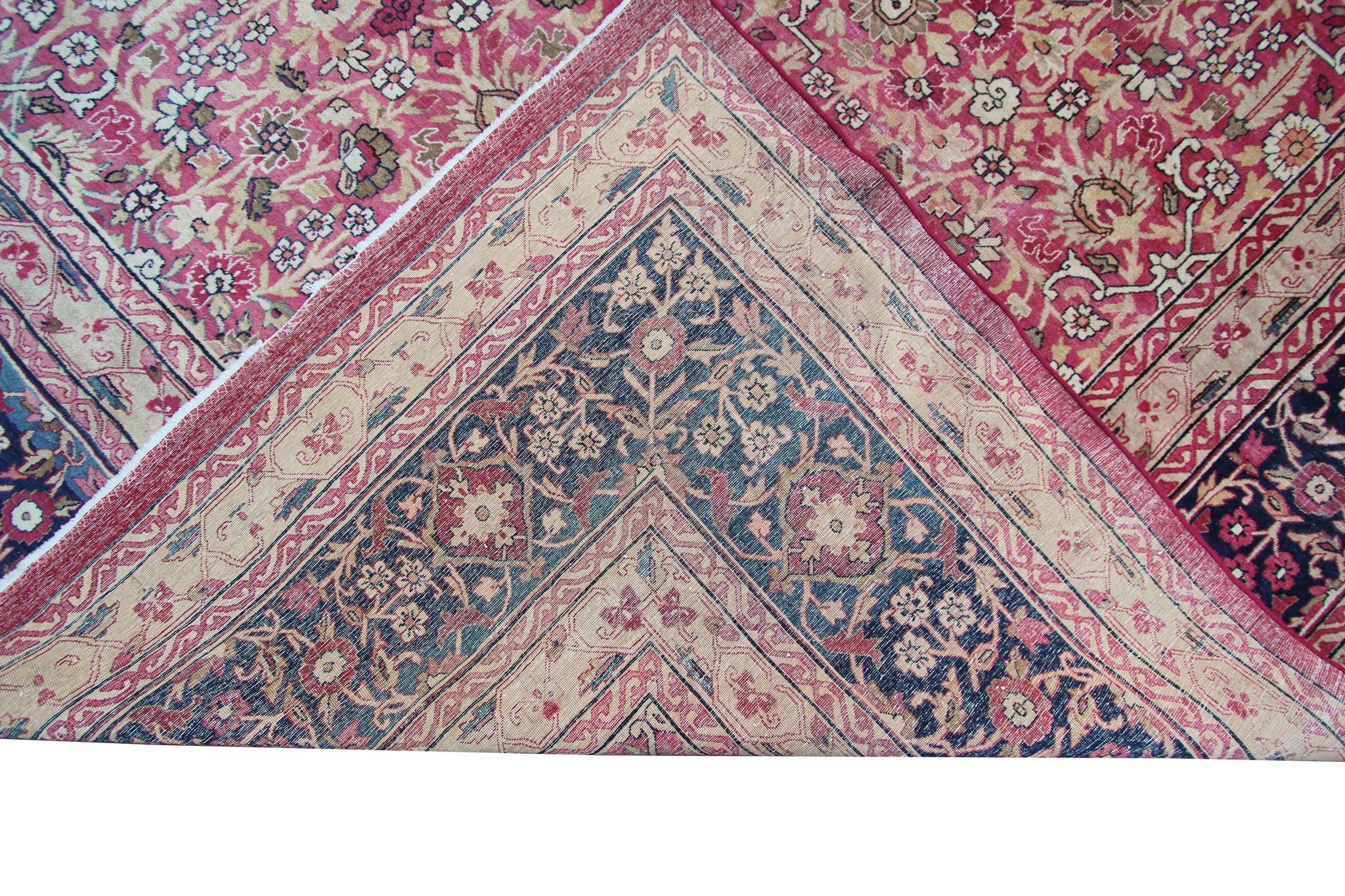 c1870 Rosa Antike Lavar Kermanshah Feiner Geometrischer Teppich 11x17ft 138cm x 519cm im Angebot 8