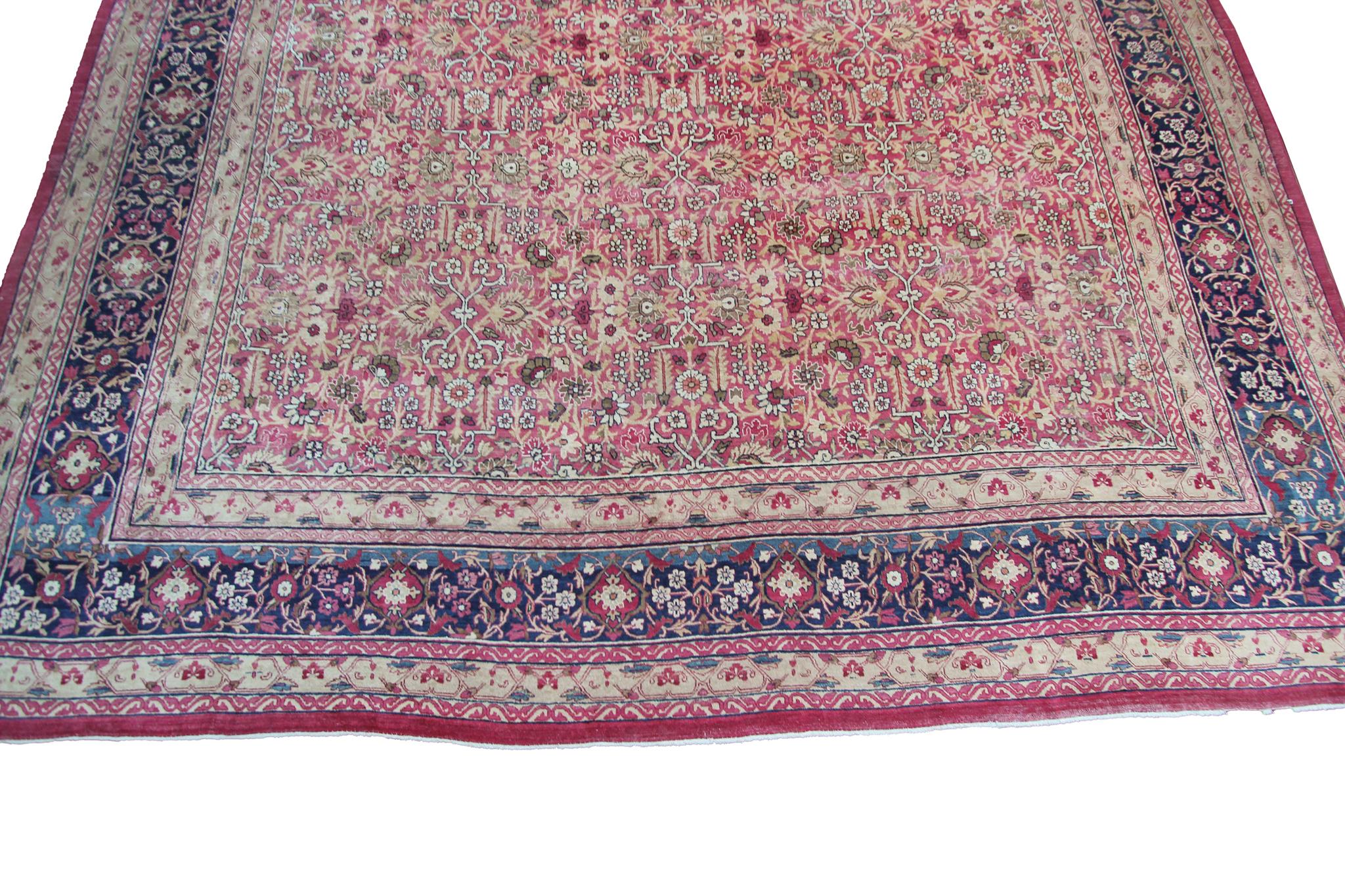 Late 19th Century c1870 Pink Antique Lavar Kermanshah Fine Geometric Rug 11x17ft 138cm x 519cm For Sale