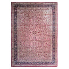c1870 Rosa Antike Lavar Kermanshah Feiner Geometrischer Teppich 11x17ft 138cm x 519cm