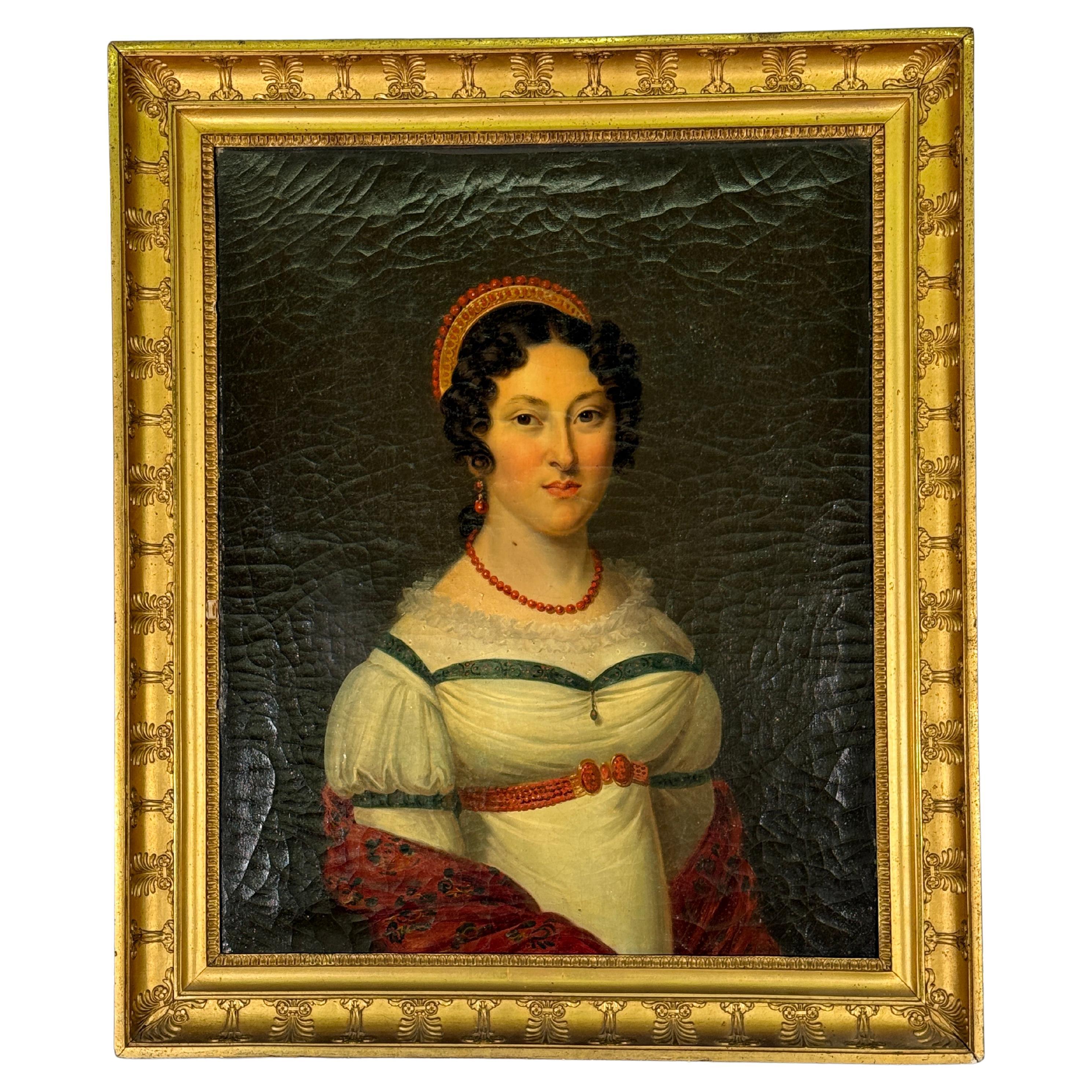 C1872 French Painting of Gypsy Woman with a Parrot
Beautifully Painted. Very Crisp. 
Unique piece purchased in France. 
Age appropriate wear, see detailed photos. Message us with any questions. 
