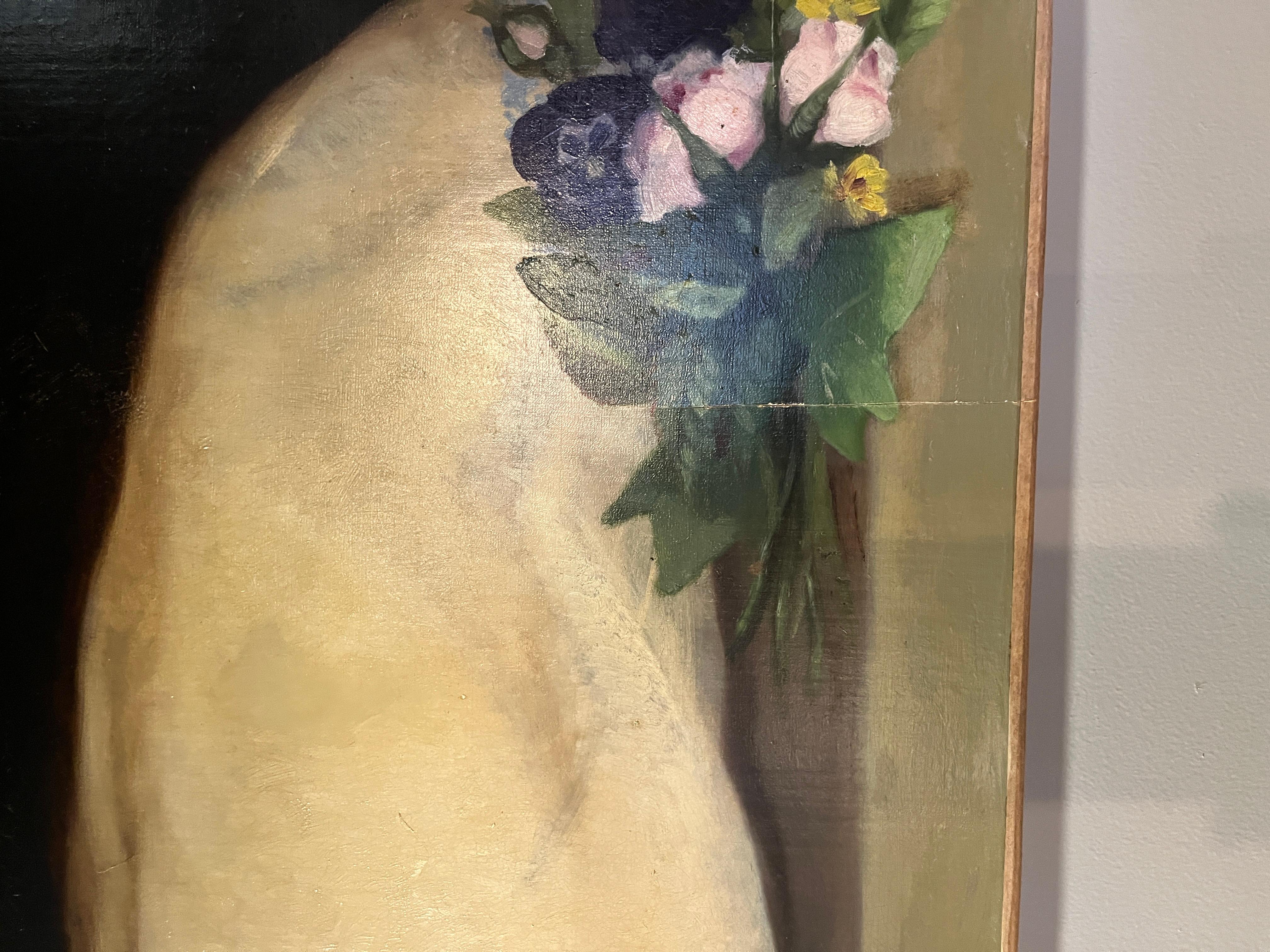 XIXe siècle C1872 Peinture française représentant une gitane avec un perroquet en vente