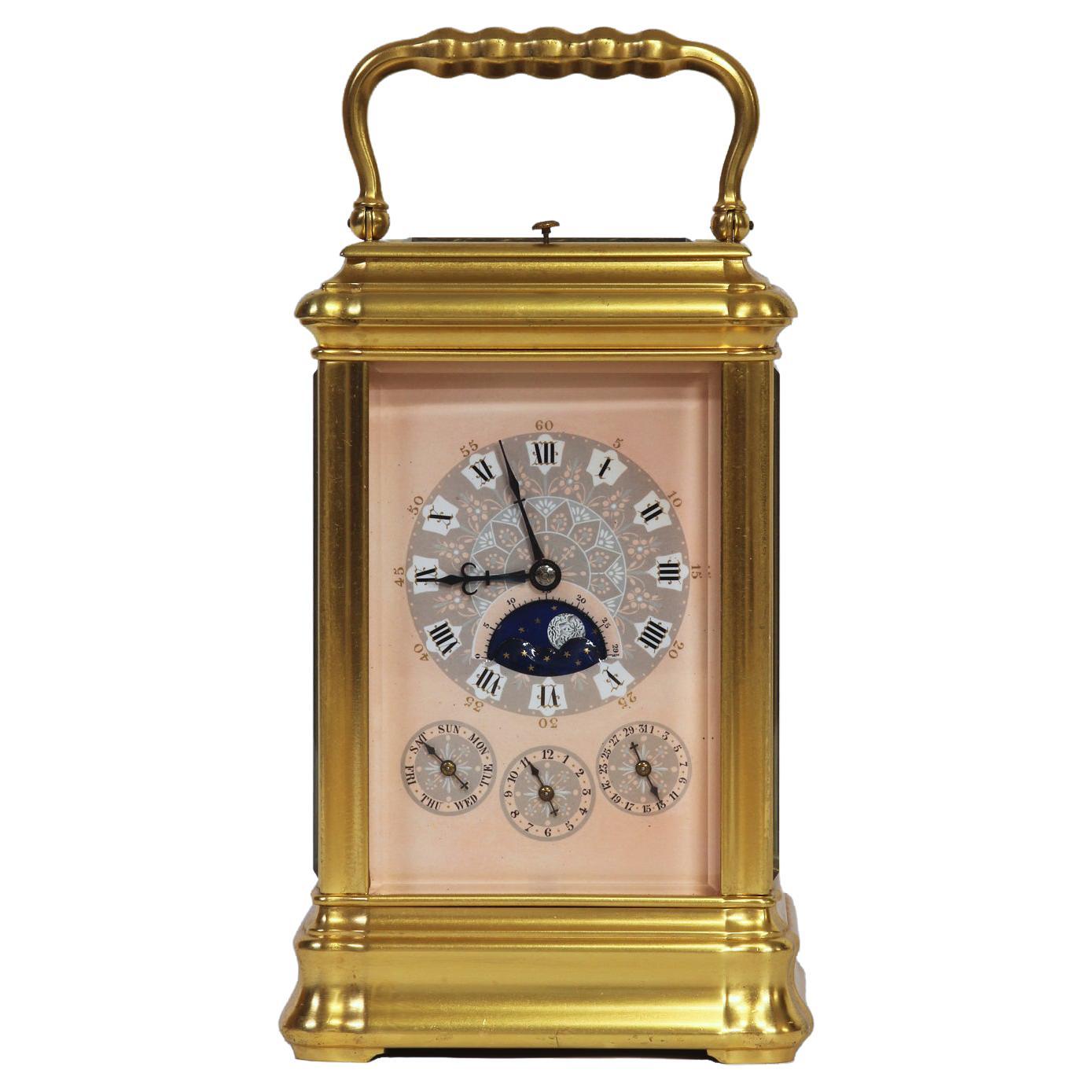 c.1875 French Gilt-Bronze Grand-Sonnerie Multi-Dial Carriage Clock