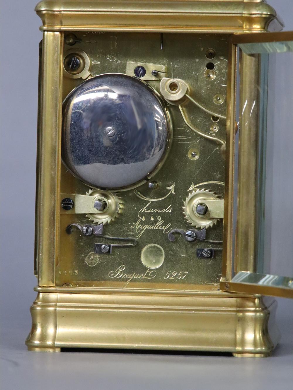 c.1876 French Quarter-Striking Carriage Clock by Breguet In Good Condition For Sale In Greenlawn, NY