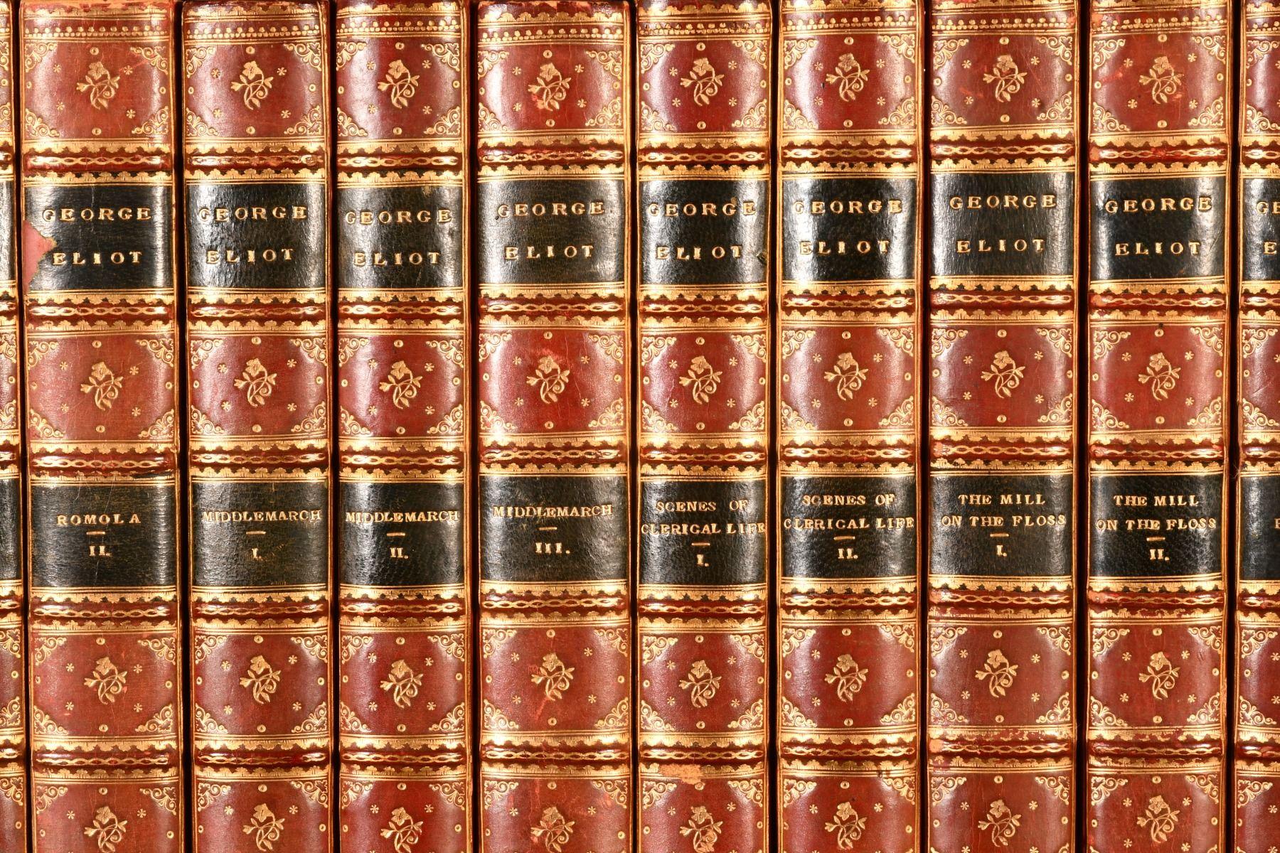 The complete Cabinet edition of the works of George Eliot in uniform calf bindings, complete in twenty-four volumes with 'The Life.'

The Cabinet edition of the works of George Eliot, complete in twenty-four volumes. Dated from a Cabinet edition set