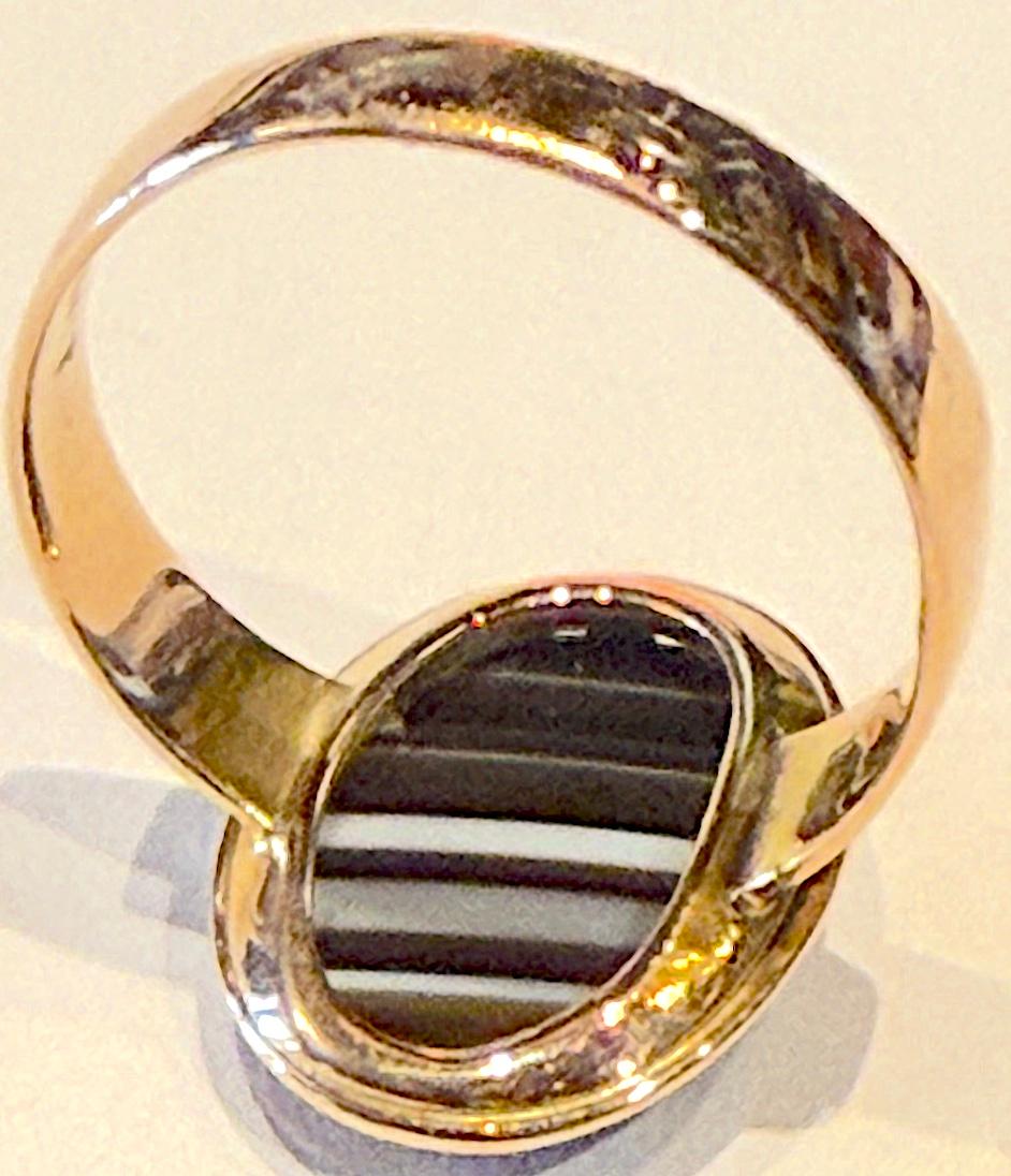 C1880 15K gebändert Achat Ring Größe 9 1/2 im Angebot 4