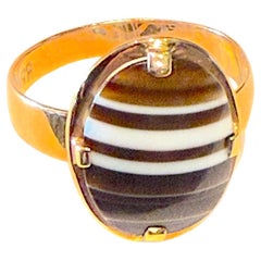 C1880 15K Banded Agate Ring size 9 1/2
