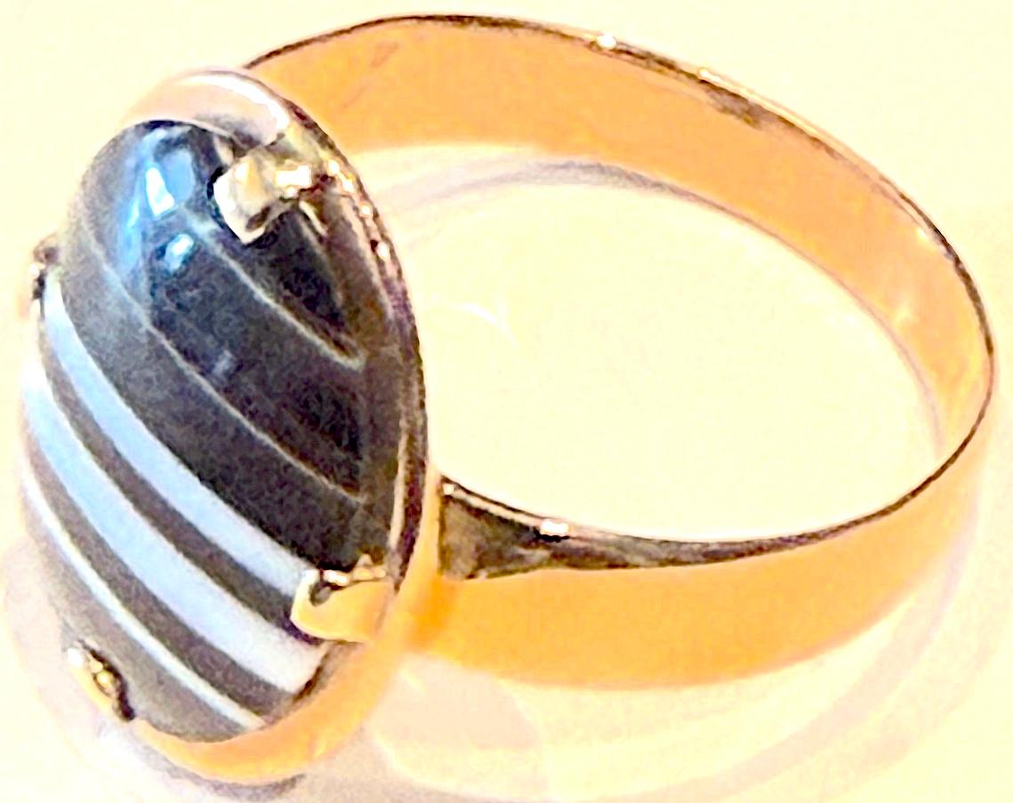 C1880 15K gebändert Achat Ring Größe 9 1/2 im Zustand „Hervorragend“ im Angebot in Baltimore, MD