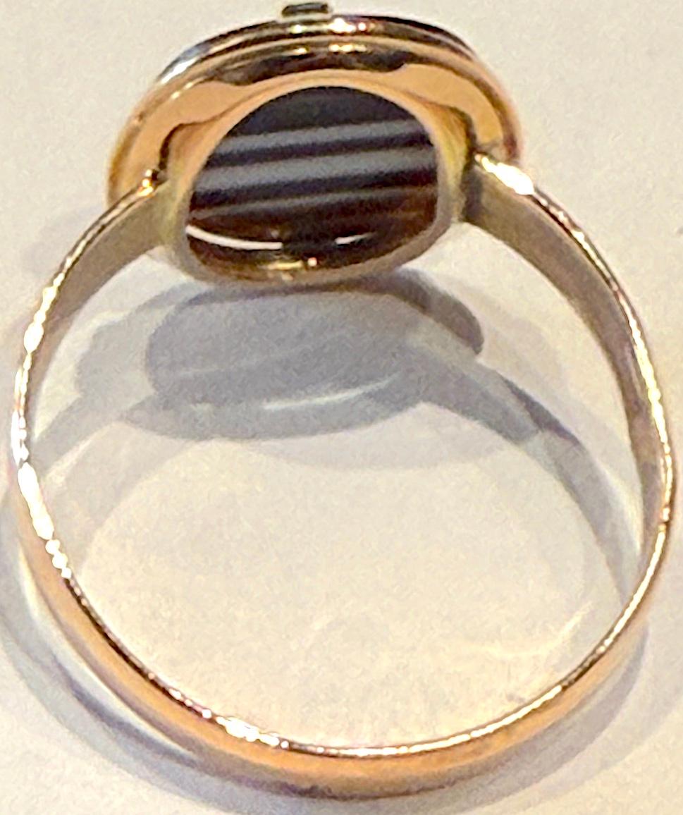 C1880 15K gebändert Achat Ring Größe 9 1/2 für Damen oder Herren im Angebot