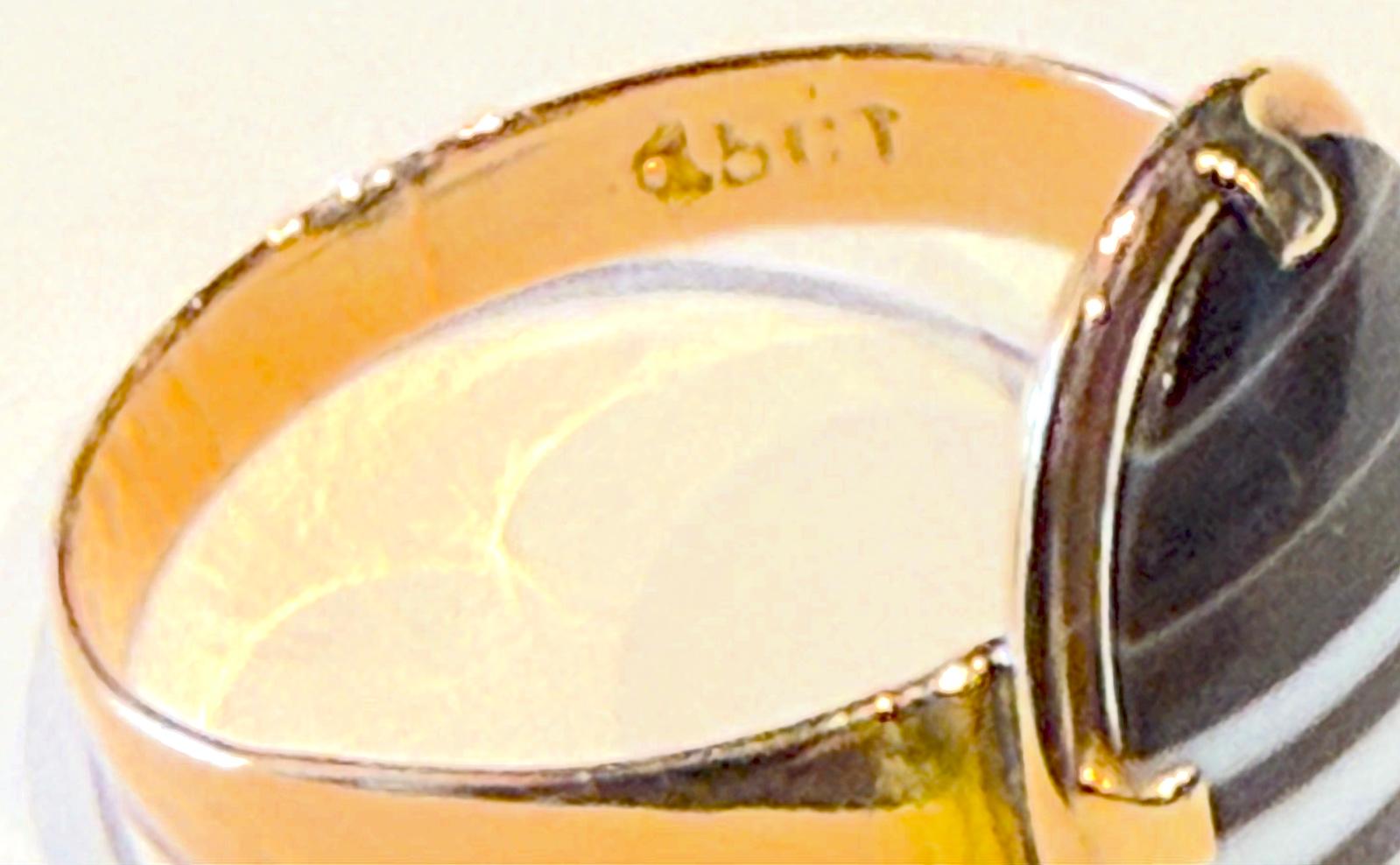 C1880 15K gebändert Achat Ring Größe 9 1/2 im Angebot 1