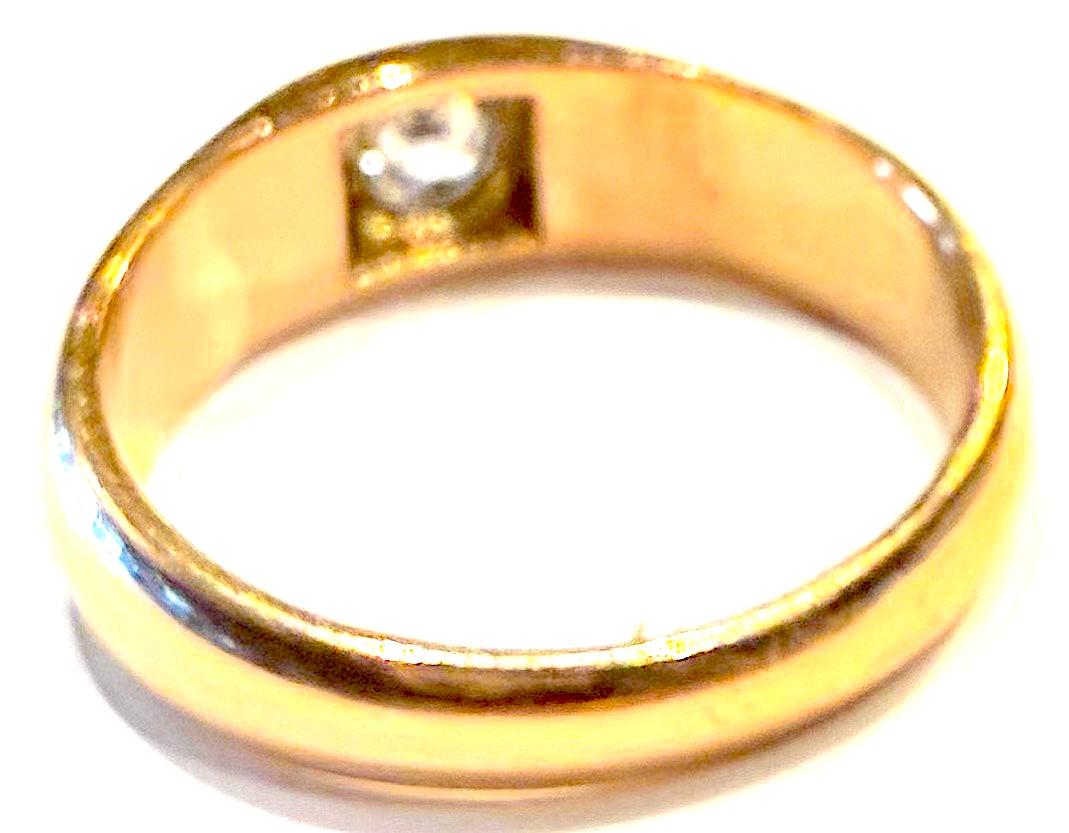 Victorien C1880 Bague gitane en diamant rose 18 carats à une pierre taille 9 en vente
