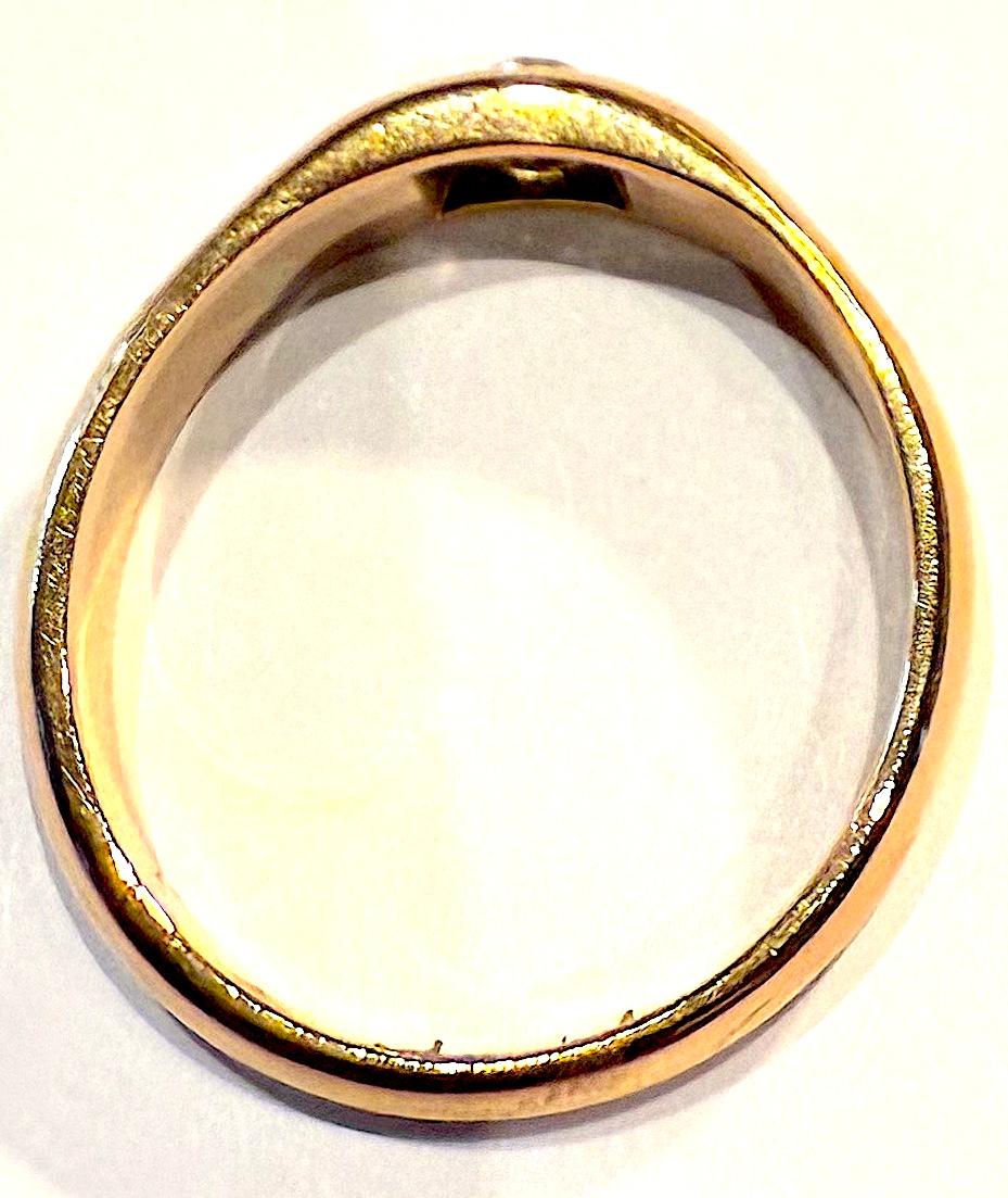 C1880 Bague gitane en diamant rose 18 carats à une pierre taille 9 en vente 1