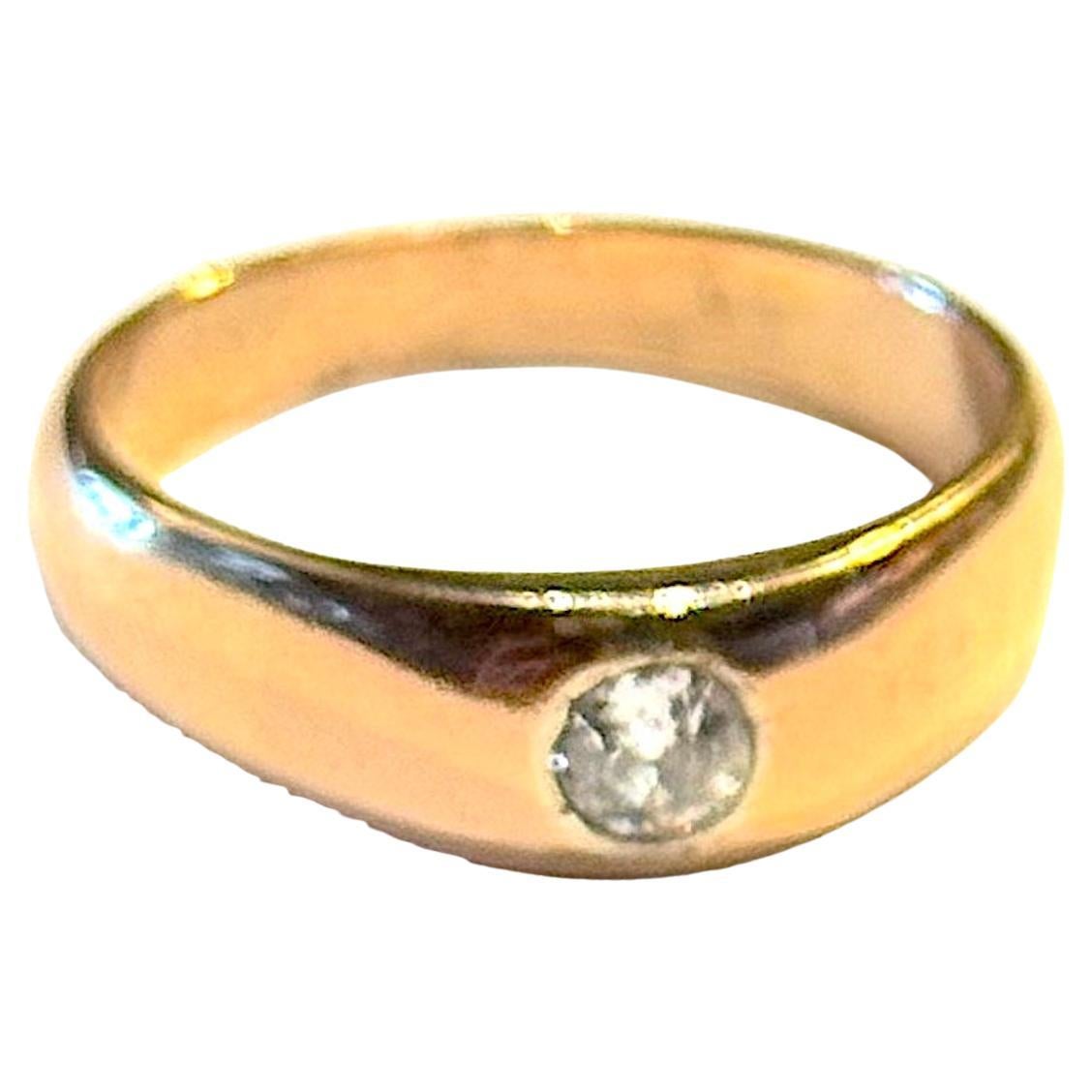 C1880 18 carat single stone rose diamond gypsy ring size 9