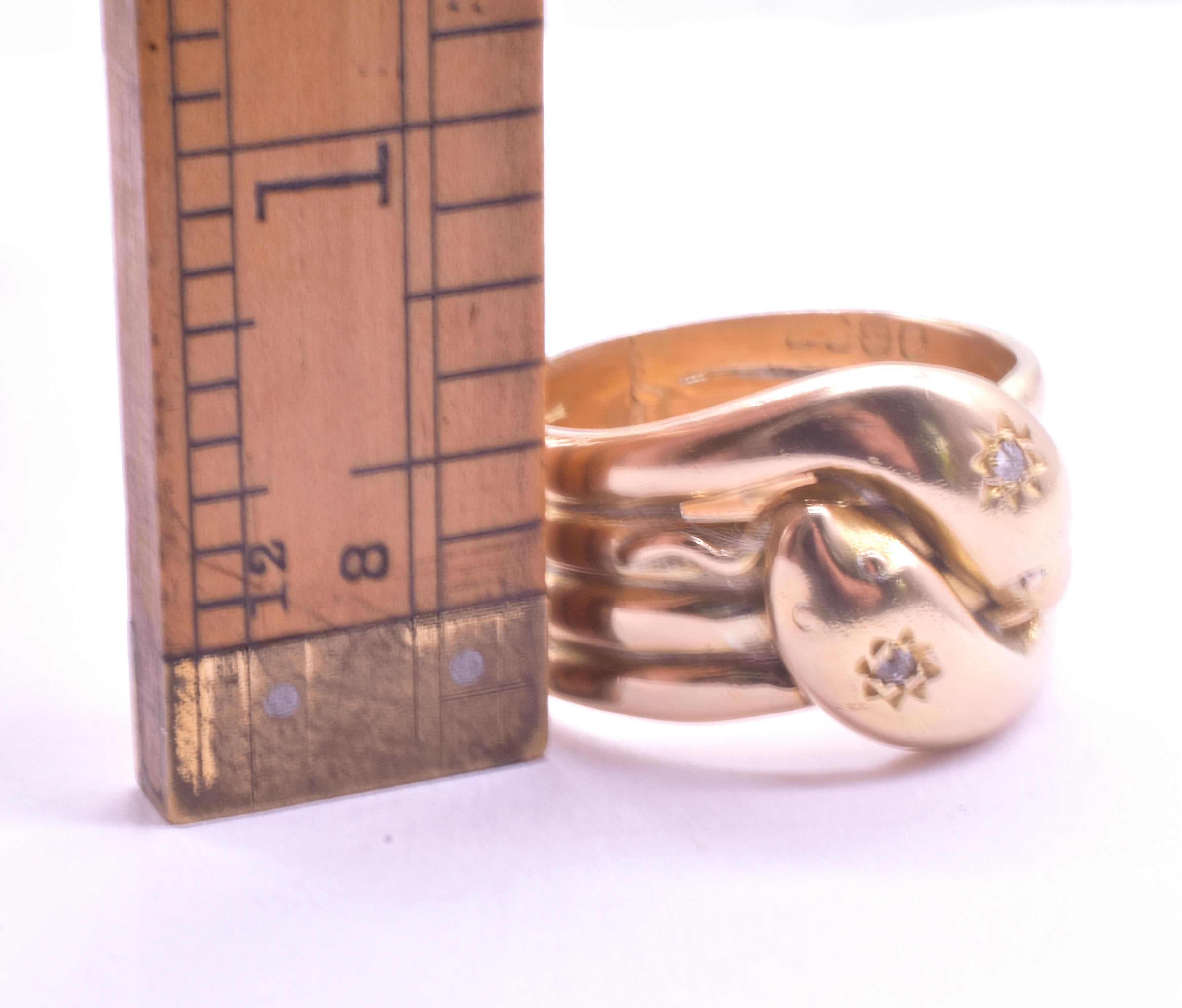 A.I.C. 1880 Anello a quattro spirali con serpente a doppia testa tempestato di diamanti a stella in vendita 1